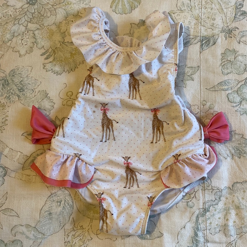 Sal & Pimenta Giraffe Bow Ruffle Swimsuit